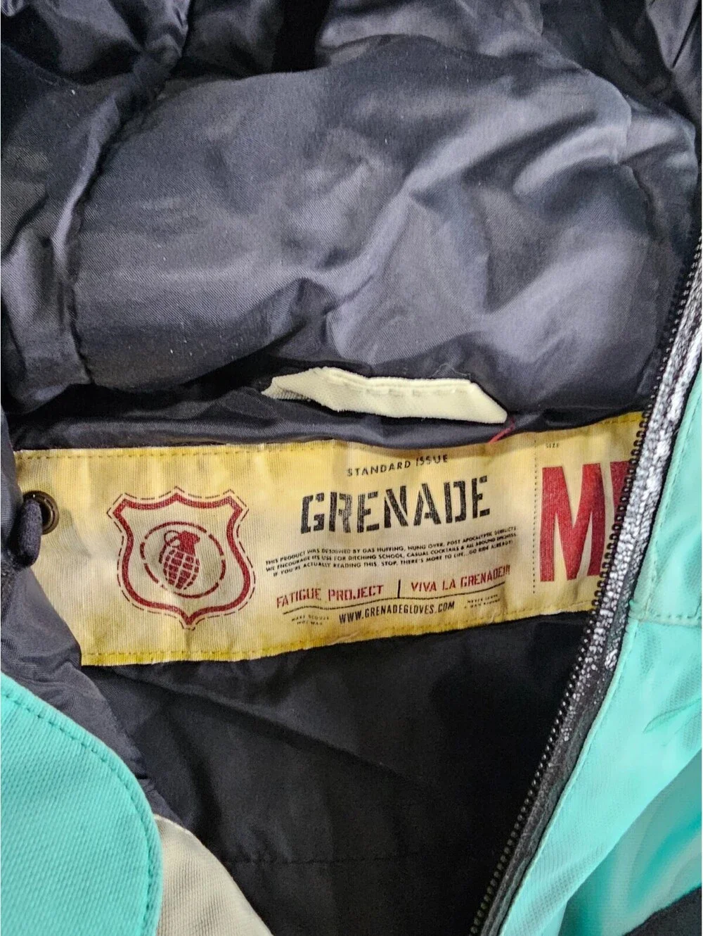 Grenade Girls Sz M Snowboarding Jacket Teal Gray Winter Coat